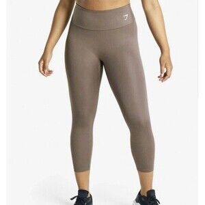 Gymshark Hi-Waisted Training 7/8 Leggings XS Brown Compression Gym Workout Yoga